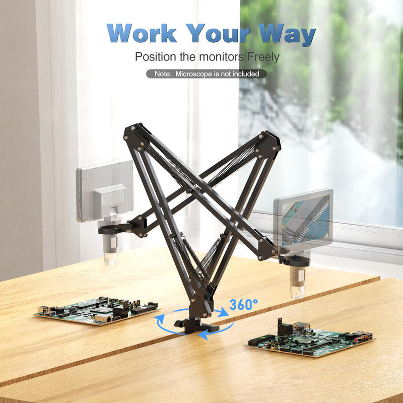Hayve Microscope Arm Stand，Adjustable Metal Bracket with Clamp and Grommet Base，Coin Microscope Mount ，Compatible with Model DM4 DM9 MS1 MS3& Most 4.3'',7'' Digital Microscopes (1.37inch(for DM9-H)) 1.37inch(For DM9-H)
