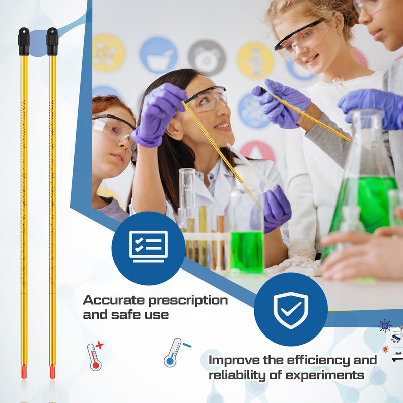 4 Pcs General Purpose Lab Thermometer 12 Inch Laboratory Liquid in Glass Thermometer Total Immersion -20 to 110℃/ 0 to 230℉ Dual Scale for Science University Food and Beverage Processing 4