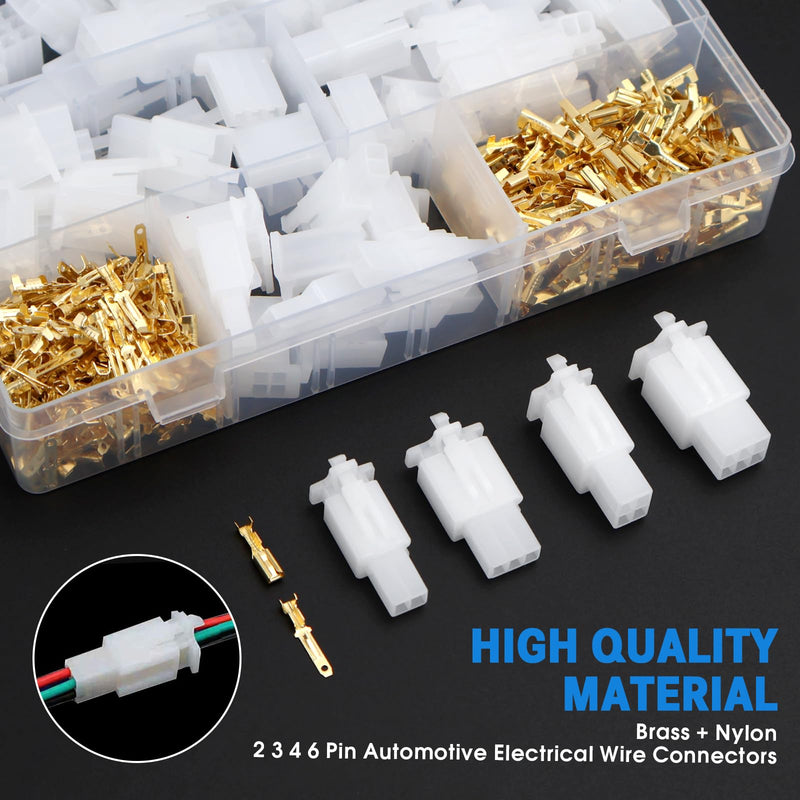 ELNLE 480 Piece Cable Connector 2 3 4 6 Pin Car Plug Set, Blade Receptacles 2.8 mm Pitch Male Female Plug Housing Pin Header Crimp, for Motorcycle, Bike, Car, Boats