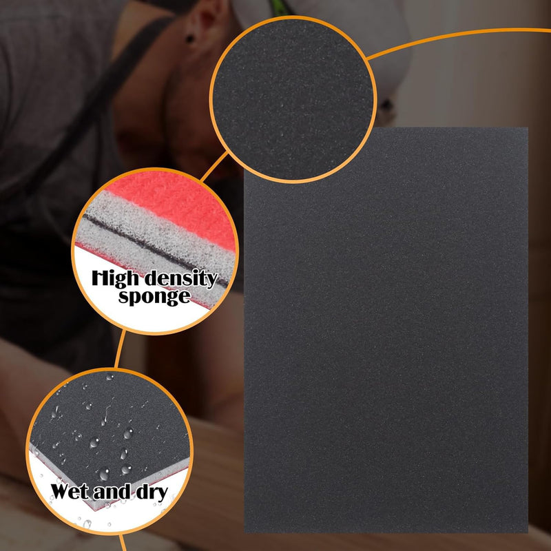 [Australia - AusPower] - 20 Pcs 600 Grit Sanding Sponge, Wet Dry Sanding Block Sandpaper Sponge, Soft Foam Sand Block Washable & Reusable Sanding Pads for Metal Wood Drywall Polishing 