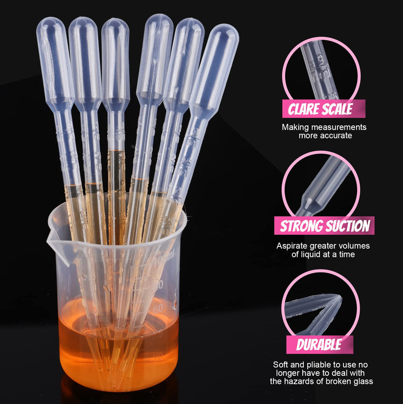 [Australia - AusPower] - Teenitor 3ML Pipettes, Plastic Dropper Essential Oil Transfer Pipettes Disposable Liquid Eye Dropper for Lab Science Multi- Purpose Makeup Tool, 15Pcs clear-1 15 
