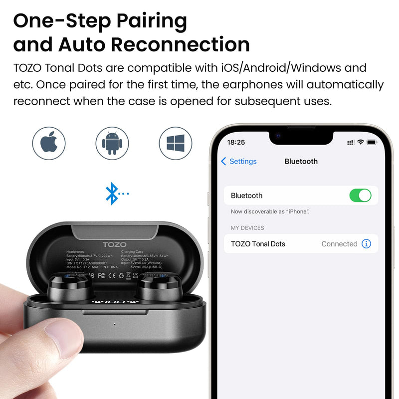 [Australia - AusPower] - TOZO T12 Wireless Earbuds Bluetooth 5.3 Headphones Built-in ENC Noise Cancelling Mic, 55 Hrs Playtime App Customize EQ IPX8 Waterproof LED Digital Display Premium Sound Headset Black Compact Ergonomic Edition 
