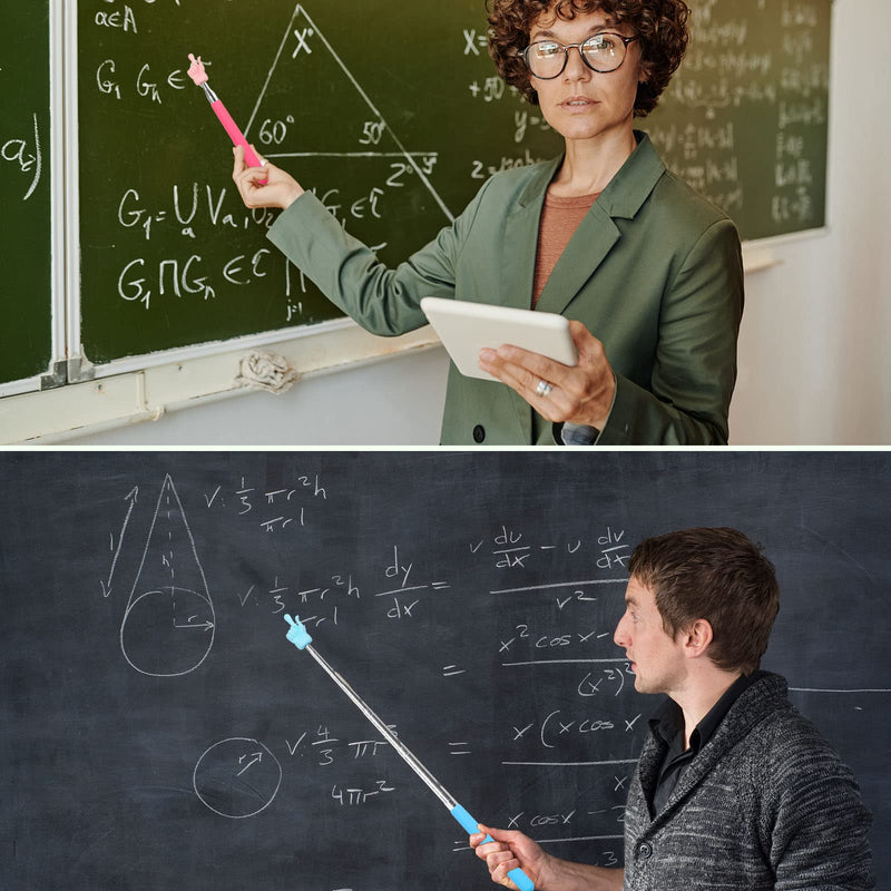 [Australia - AusPower] - 3 Pcs Telescopic Teachers Pointer, Extendable Hand Pointer Finger Pointer Stick, Mini Retractable Classroom Pointer for Elementary School Kindergarten Teacher, Classroom Supplies (Black Pink Blue) 3pcs 