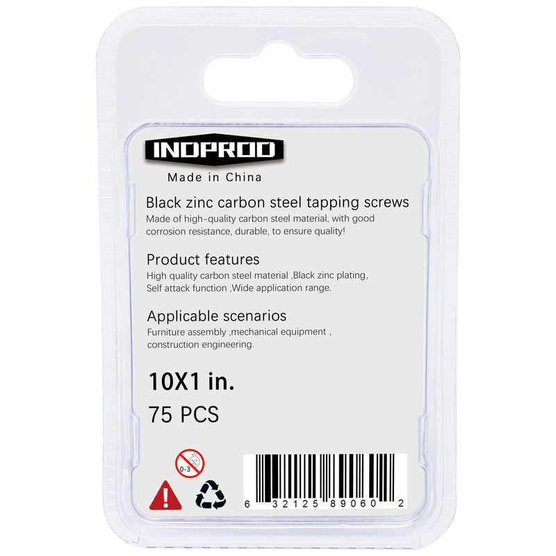[Australia - AusPower] - #10 X 1" Black Screw,Flat Head Phillips Wood Screw, Electroplating Black Carbon Steel, 10 X 1-Inch, 75Pcs #10 x 1" Black Zinc Plated Screws 