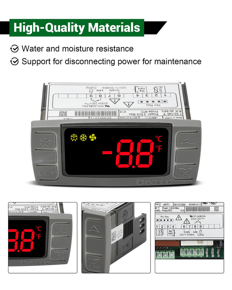[Australia - AusPower] - for Dixell XR02CX-4N1F1 Temperature Controller, Replace for Dixell Temperature Controller Fit for 120V 50-60hz Commercial Refrigerators/Freezer, with Temperature Sensor Probes & Clasp 