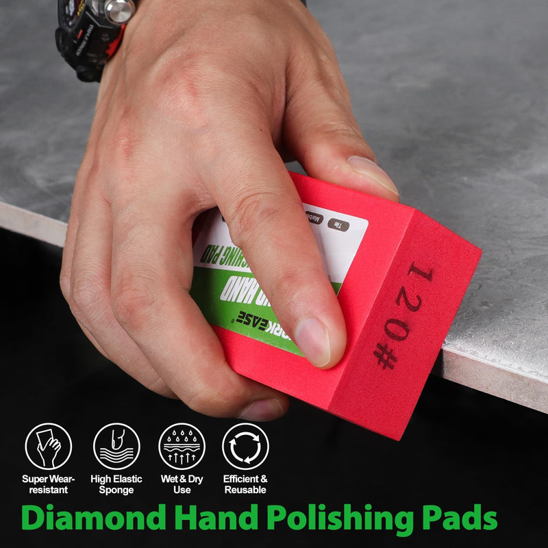 [Australia - AusPower] - Diamond Hand Polishing Pads, 5PCS Diamond Sanding Pads 60/120/240/400/1000 Grit Sanding Block Foam Backing for Tile Glass Stone Marble Granite Ceramics Metal Wet&Dry 