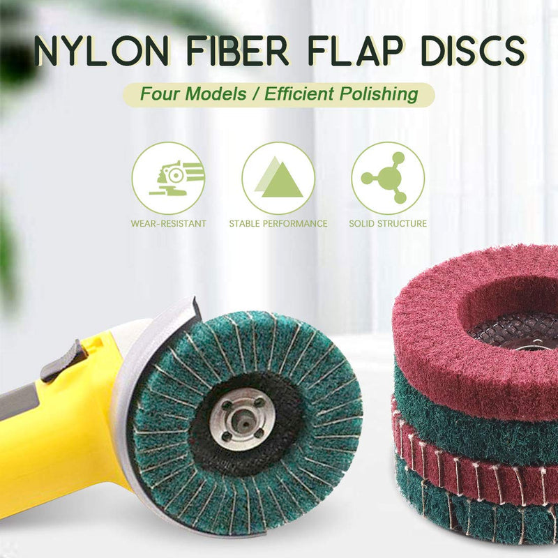 Keadic 8Pcs Nylon Fiber Flap Disc for Bench Grinder, 4 Inch Nylon Fiber Grinding Wheel, 120 180 240 320 Grit Scouring Pad Buffing Wheel Abrasive Sanding Wheels for Polishing Tools(Red & Green) Grit 120/180/240/320 Assorted Kit