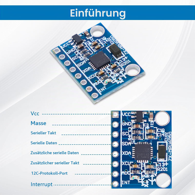 GY-521 MPU6050 Module AYWHP 3 Pieces 3 Axis Gyroscope and 3 Axis Accelerometer 6DOF Sensor Module 16 Bit AD Converter Data Output IIC I2C for Arduino