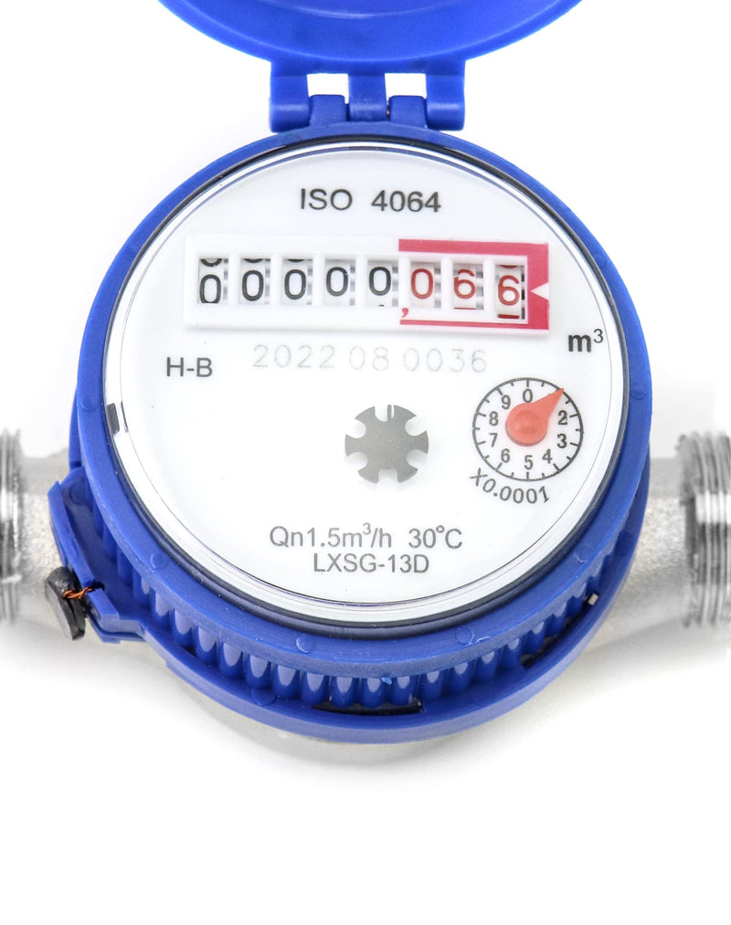 [Australia - AusPower] - QWORK Water Meter, 1/2" NPT 304 Stainless Steel Cold Water Flow Meter with Pulse Output, for Garden and Home Use, Includes 2 pcs 1/2"NPT Thread Adapter 