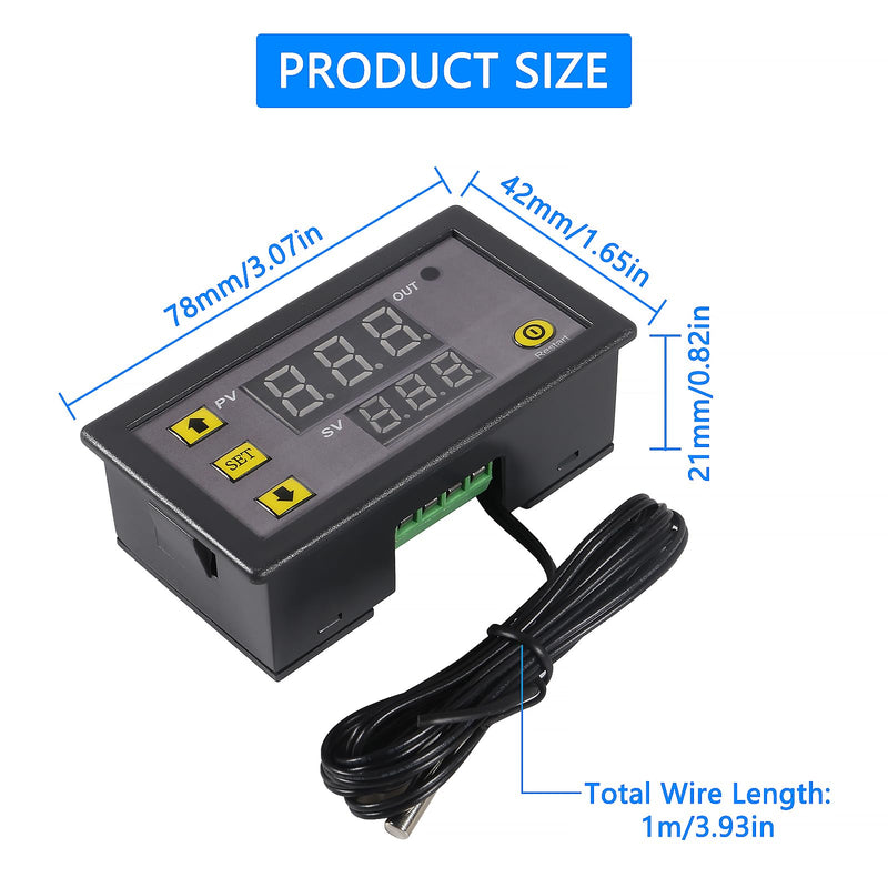 [Australia - AusPower] - 2pcs Digital Temperature Controller W3230 Digital LED Thermostat Switch with Waterproof Probe DC 12V Programmable Heating Cooling Electronic Thermostat Control -50℃ to 120℃ 