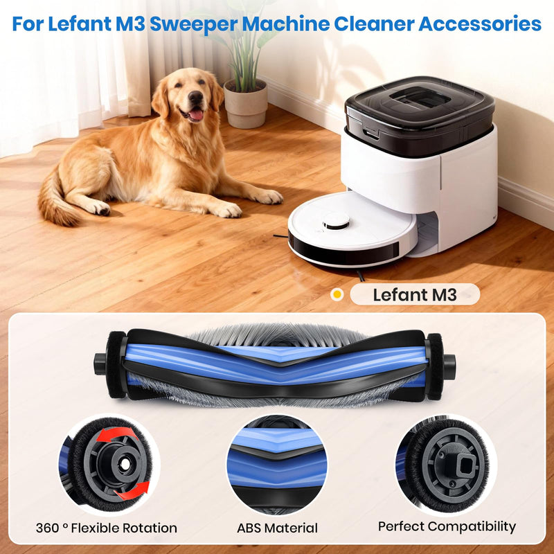 [Australia - AusPower] - M3 Replacement Parts for Lefant M3 Accessories Robotic Vacuum Cleaner Parts 2 Roller Brush,4 HEAP, 6 Mops, 6 Dust Bags, 6 Side Brushes, 1 Clean Brush 