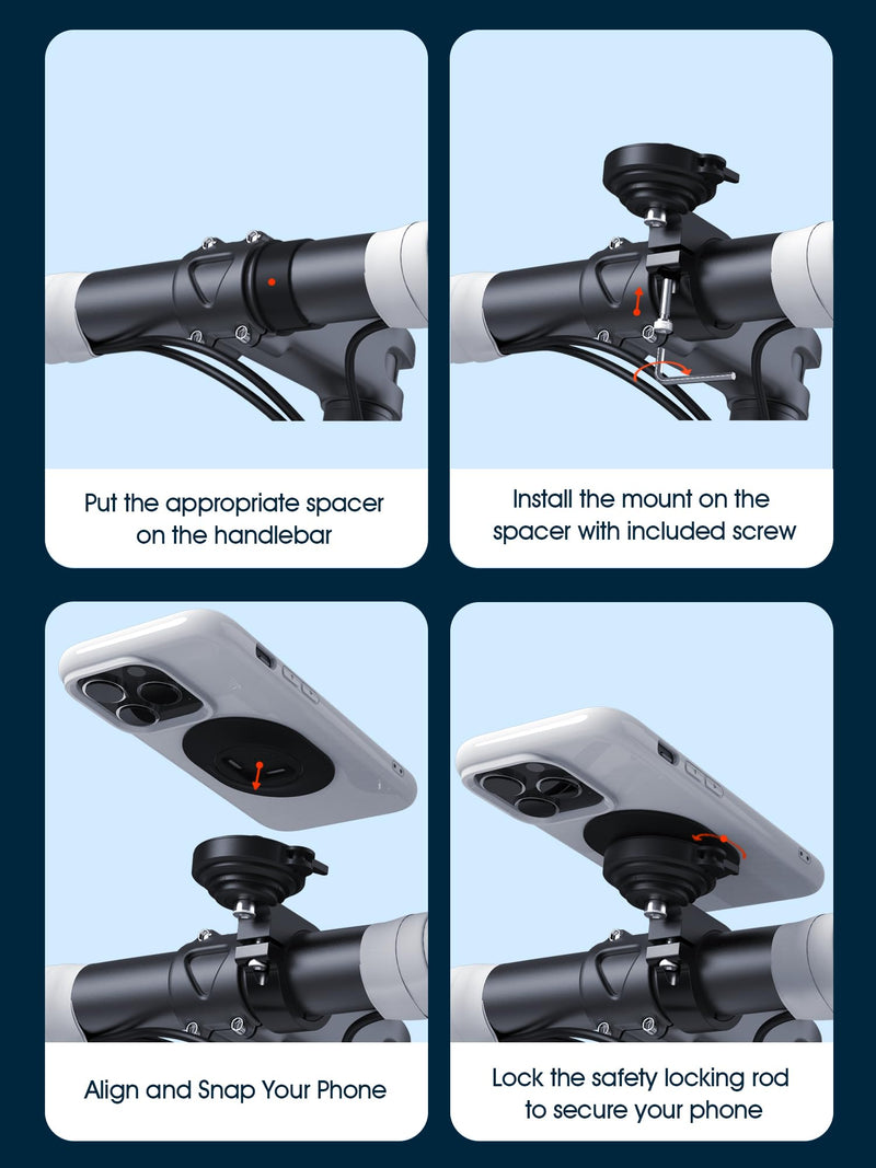 [Australia - AusPower] - sincetop Series Q [ Quad ] Bike/Motorcycle Phone Mount - Quick Lock & Release - Aluminum Alloy Holder - Compatible with Mountain Bicycles, Electric Bikes, Motorcycles, and Scooters Handlebar Mount - Series Q 