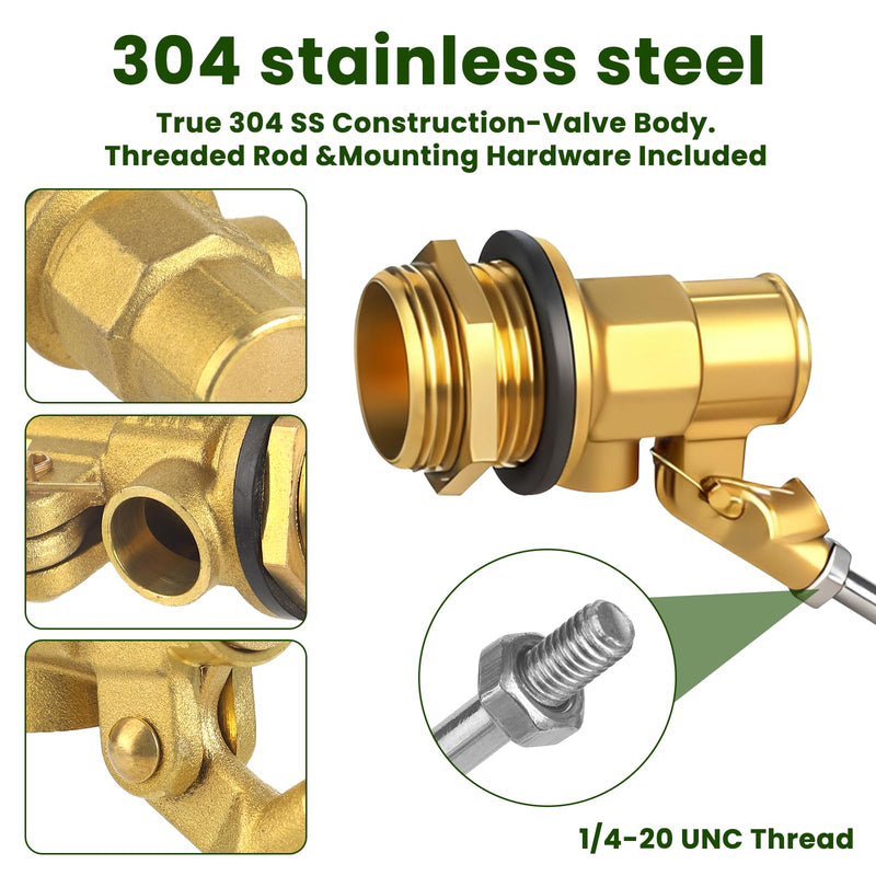 [Australia - AusPower] - Stainless Steel Float Valve for Water Tank and Trough,1/2-3/4 Inch Size Options for Reliable Water Level Management in Various Applications with Durable Build (0.98in) 25mm/0.98inch 
