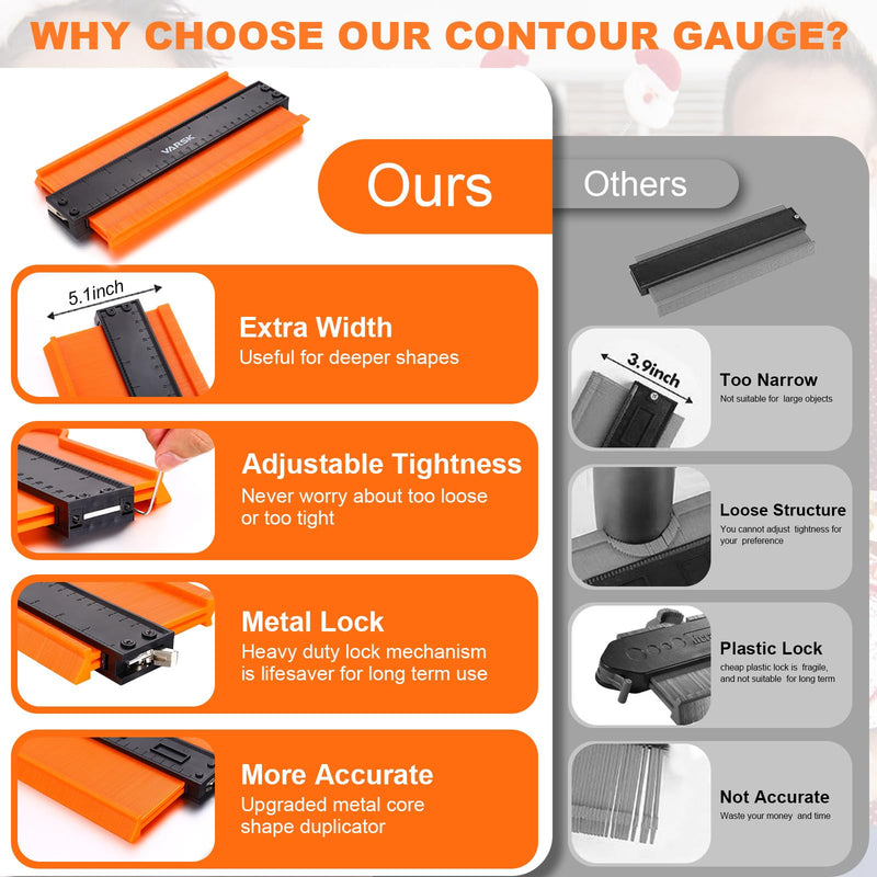 [Australia - AusPower] - VARSK Contour Gauge Tool (10 inch) with Lock - Birthday Gifts for Men Dad Him, Cool Gadgets for Men, Irregular Shape Duplicator, Super Gauge Measuring Tool for Woodworking Flooring 10 Inch 
