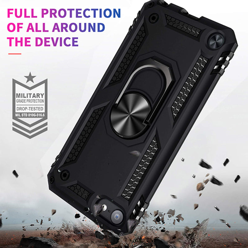 [Australia - AusPower] - ULAK Compatible with iPod Touch 7 Case/iPod Touch 6 Case with 2 HD Screen Protectors, Hybrid Rugged Shockproof Cover with Built-in Kickstand for iPod Touch 7th/6th/5th Generation (Black) Black 