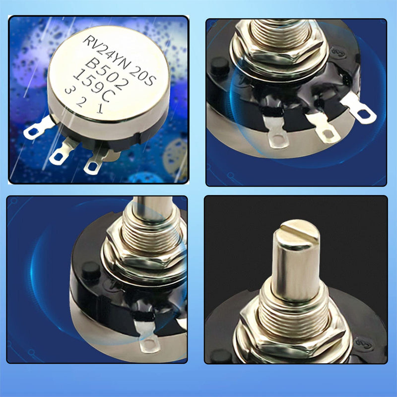[Australia - AusPower] - 2PCS RV24YN20S B502 5K ohm Single Turn Carbon Film Rotary Taper Potentiometer+2PCS A03 Knob + 2PCS Dials 