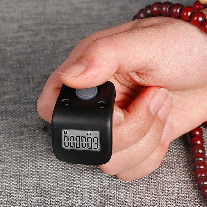 Rechargeable Silent Finger Counter 6 Channels Digital Tasbih Tally Clicker with LED for Prayer Knitting Sports Gift Black X