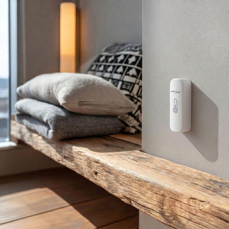 GreenBlue GB737 Temperature and Humidity Sensor WiFi Thermometer and Hygrometer with Notifications, Measurement History and Automation Functions | Tuya & Smart Life App, Alexa & Google Home, Alarm Thresholds, 72 x 21 x 25 mm, Calibration Function
