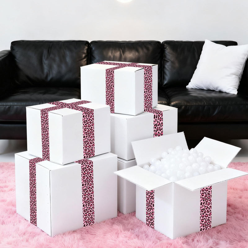 Whaline 109 Yard Leopard Print Packing Tape Pink Waterproof Shipping Tape Pink Safari Jungle Leopard Gift Wrapping Tapes for Small Business DIY Crafts Box Carton Decor Pink Leopard