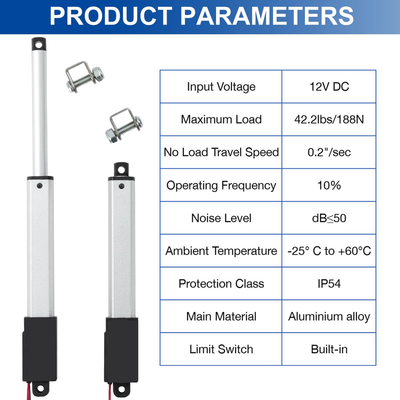 [Australia - AusPower] - 0.4 Inch 0.4" Stroke Mini Linear Actuator 12V 42.2lbs/188N Electric Micro Linear Actuator Speed 0.2"/sec with Mounting Brackets,for Robotics,Home Automation Stroke 0.4 inch 42.2 lbs 