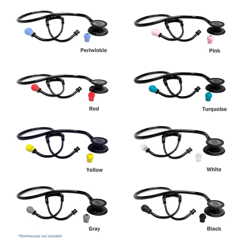 [Australia - AusPower] - Adsoft POP Snap-On Silicone Eartips for ADC Adscope Stethoscopes, 16 Pairs, Large and Small, in 8 Colors: White, Pink, Red, Yellow, Periwinkle, Turquoise, Gray, Black 