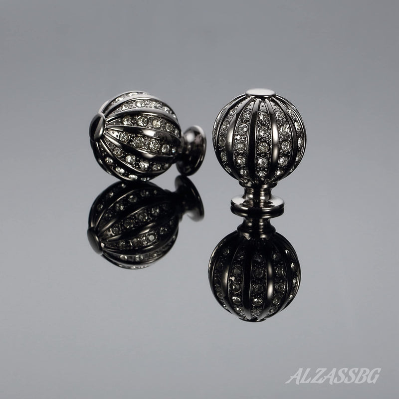 Alzassbg Black Nickel Round Crystal Cabinet Knobs 5 Pack, AL1078BN | Solid Metal Build, 1 Inch Diameter, Decorative Hardware Pulls, for Cabinets and Drawers Black Nickel-Round