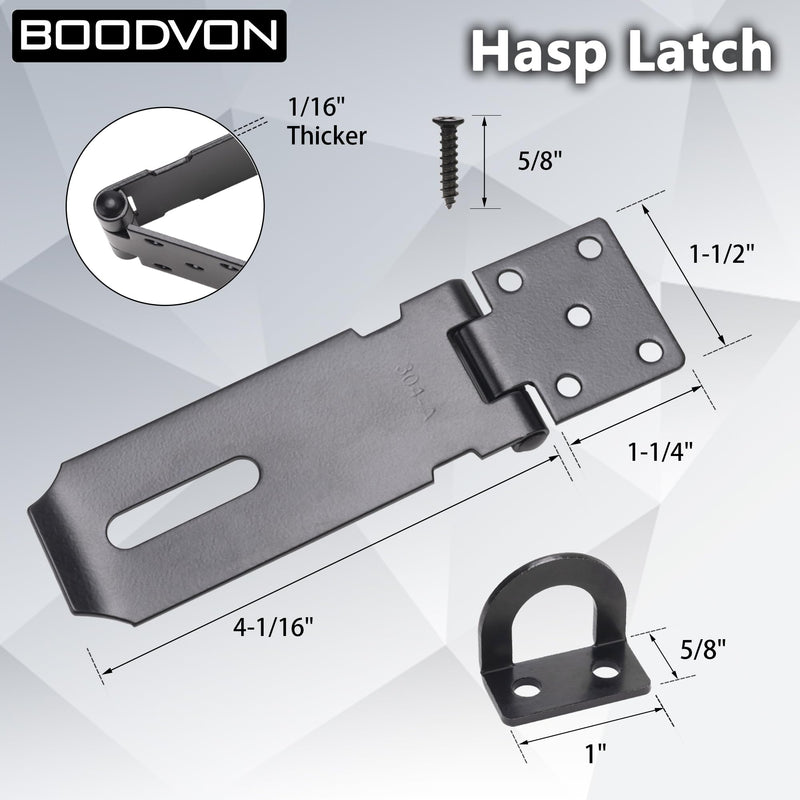 Door Lock Hasp Latch, Iron Safety Packlock Clasp Hasp Lock Latch, Extra Thick Gate Lock Hasp with Screws Brushed Finish 1 Pack(4 Inch) 4 Inch