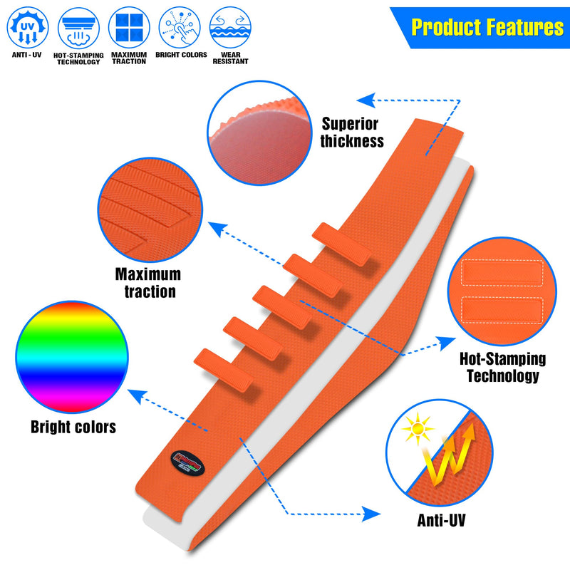 Universal Gripper Soft Seat Cover Diamond Texture for Motobike Dirt Motorcycle MX Cross Enduro Orange