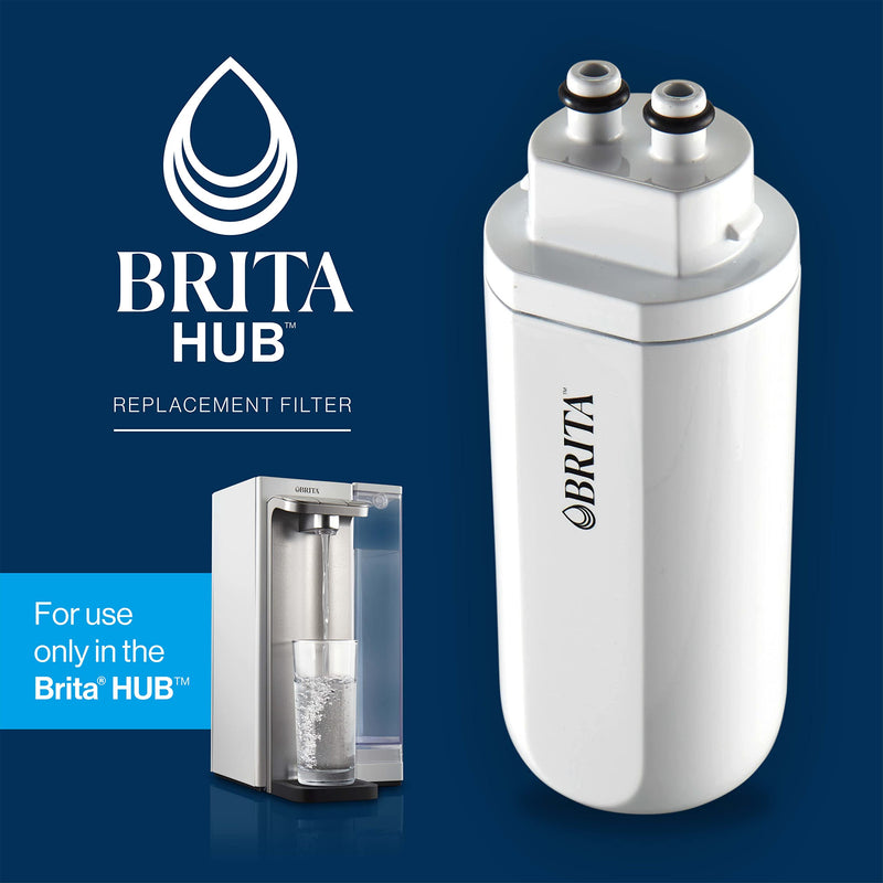 [Australia - AusPower] - Brita Hub Replacement Water Filter, BPA-Free, Replaces 900 Plastic Water Bottles, Lasts Six Months or 120 Gallons, Includes 1 Filter, Kitchen Essential, White Hub Filter 
