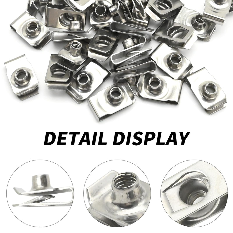 [Australia - AusPower] - 40 PCS 1/4inch M6 U Nuts, Stainless Steel U-Clip Nuts, Anti-Rust U-Fasteners for Repair Modification Needs 