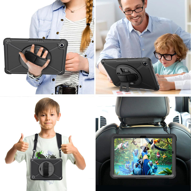 [Australia - AusPower] - ZtotopCases for Samsung Galaxy Tab A9+ / A9 Plus 11'' 2023 (SM-X210/X216/X218), Shockproof Hard Duty Case with Screen Protector+360 Rotating Hand Strap&Stand+Shoulder Strap for Tab A9+ Tablet, Black A9 11Inch Black 
