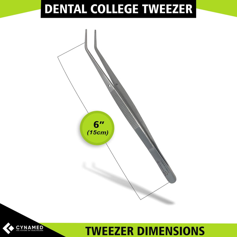 [Australia - AusPower] - Cynamed Premium Dental College Tweezer Tools-Stainless Steel with Curved Serrated Tip Multipurpose Forceps for Oral Care Denture Teeth Cleaning (10 Pack) 10 