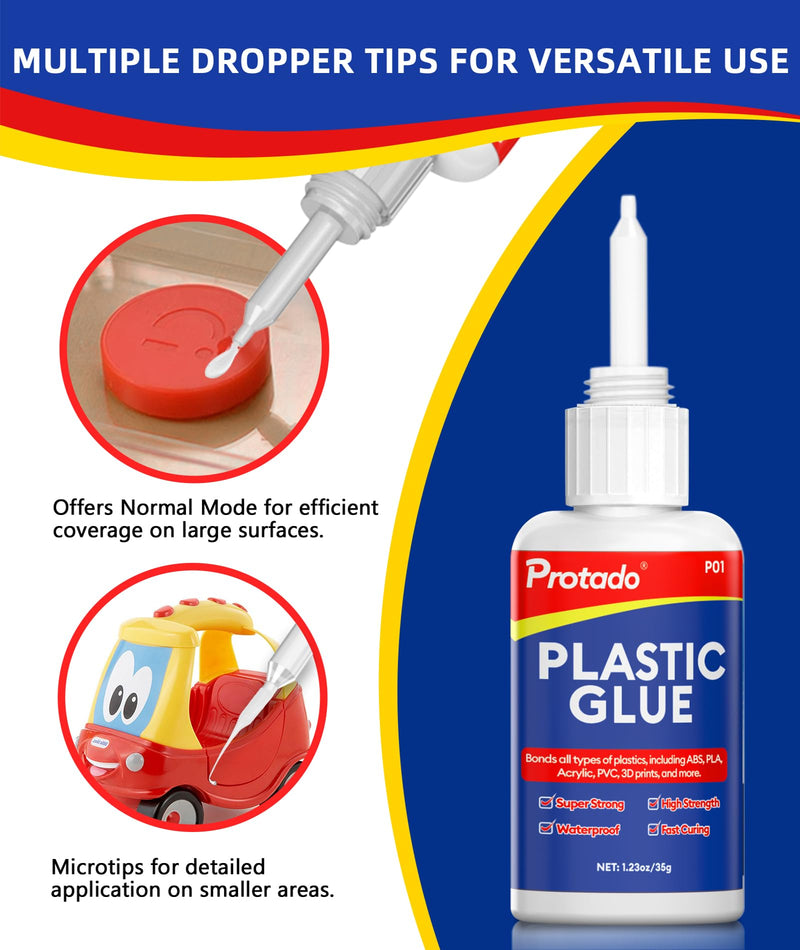[Australia - AusPower] - Plastic Glue, 35g Heavy Duty Super Strong Clear Glue, Waterproof Heat Resistant Adhesive for Plastic Bonding, Repair, ABS, PVC, PLA, 3D Printing, Acrylic, Nylon, Vinyl, Toys, Models, DIY Kits 