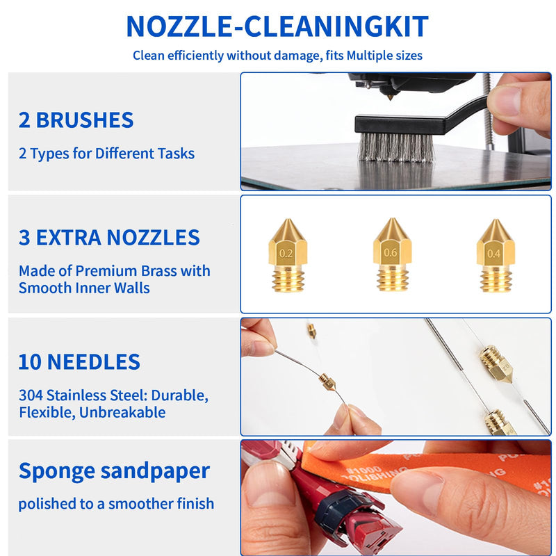 [Australia - AusPower] - 52Pcs 3D Printer Tool Kit Includes a Scraper, Nozzle Cleaning Needle, deburring Tool, File, Wire Cutters, and Brushes Maintenance kit for All FDM/SLA 3D Printing DIY Model Enthusiasts 