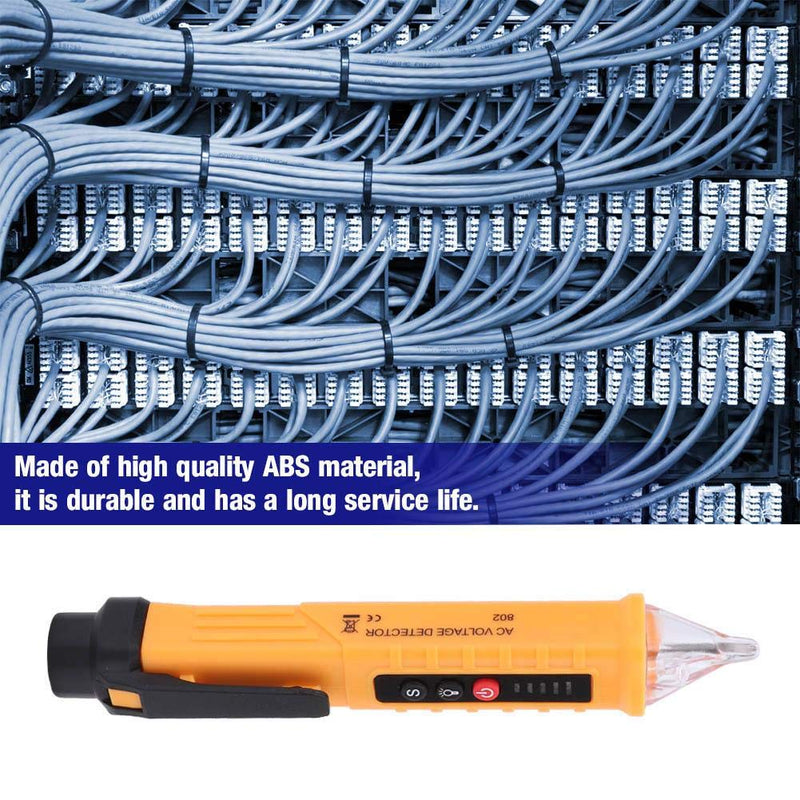 [Australia - AusPower] - Oumefar 802 Test Pencil Electric Voltage Detector Tester Pen 48-1000V/12-1000V Electricity Detect Pen with LED Flashlight(Yellow) 