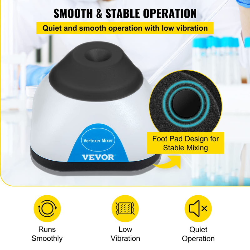 [Australia - AusPower] - VEVOR Vortex Mixer, 3000RPM Mini Vortex Mixer Shaker, Touch Function Scientific Lab Vortex Shaker, Mix Up to 50ML, 6mm Orbital Diameter for Test Tube, Tattoo Ink, Nail Polish, Eyelash Adhesives, Paint Black 