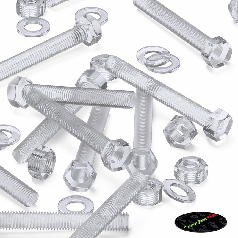 [Australia - AusPower] - Pack of 30 Transparent Clear Plastic Acrylic M8 x 60mm Nuts & Bolts - Acrylic Plastic Screws, Hexagon Head, (5/16 x 2 23/64 in) 
