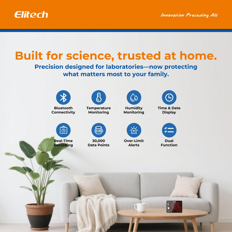 Elitech WiFi Thermometer, Temperature and Humidity Meter, Large Display Data Logger with External Sensors, Real-time Monitoring for Warehouse, Laboratory, Home, Greenhouse DR-230W-THE Wi-Fi single probe