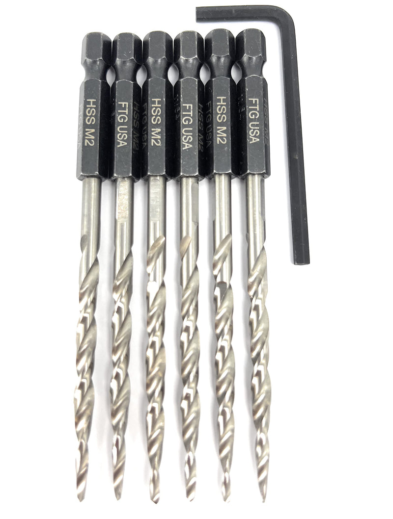 FTG USA Replacement Tapered Countersink Drill Bit Set 6 Pc (#10) 3/16" #10 6 Piece Same Size