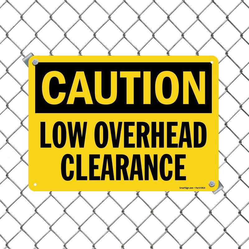 SmartSign - U9-1322-NA_10x14 "Caution - Low Overhead Clearance" Sign | 10" x 14" Aluminum Black on Yellow