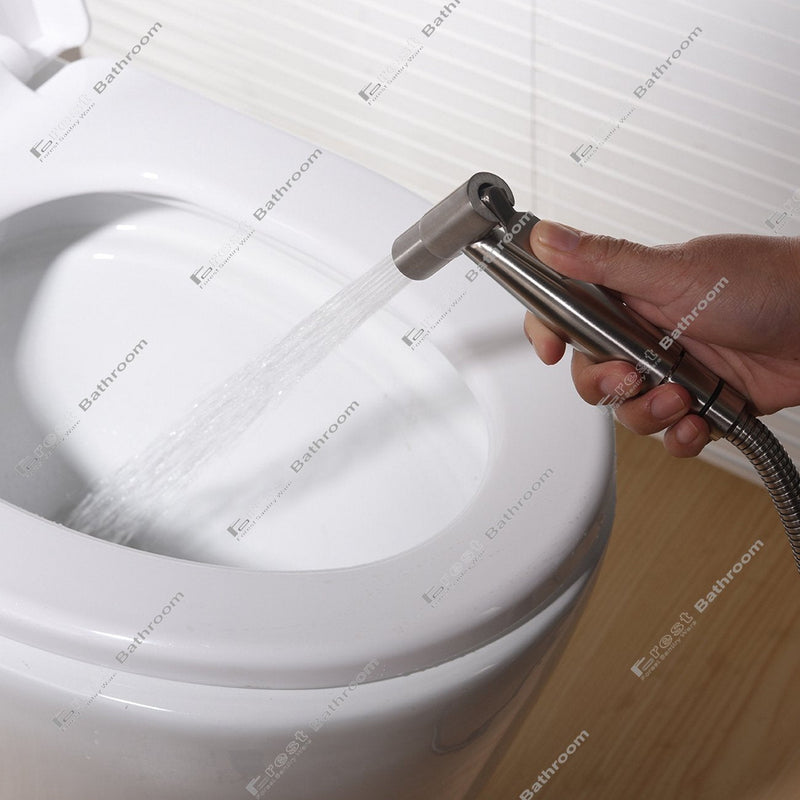 Brushed Nickel Hand Held Bidet Sprayer Qualitied Stainless Steel Diaper Sprayer Shattaf Complete Set for Bidet Toilet Bathroom