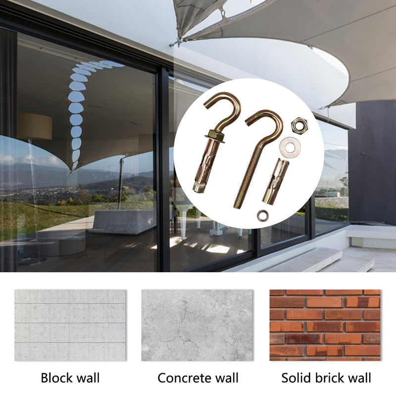 [Australia - AusPower] - M6 Concrete Hooks Brick Wall Hooks for Hanging, 3/8”x 1-1/2” Expansion Eye Bolt Screw Anchor, Heavy Duty Open Cup Hook for Cement Ceiling Hanging Pictures Light Plants (4 pcs) M6 