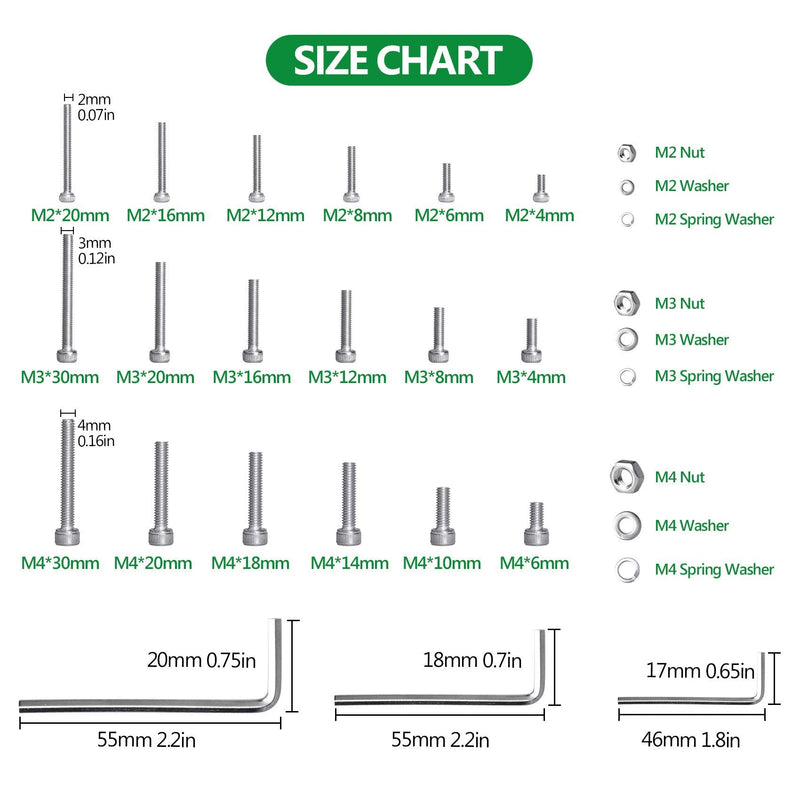 [Australia - AusPower] - 1440PCS Screws Nuts and Washers Assortment, M2 M3 M4 Hex Socket Head Cap Metric Bolts and Nuts Kit and 820PCS M2 M3 M4 Metric Screw Assortment, 304 Stainless Steel Metric Bolts and Nuts Assortment Kit 