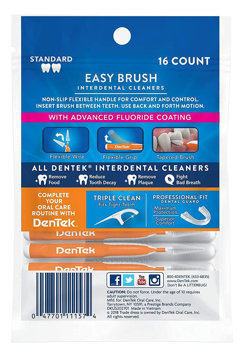 [Australia - AusPower] - DenTek Easy Brush Dental Cleaners, Standard, 16 Count (Pack of 6) 16 Count (Pack of 6) 