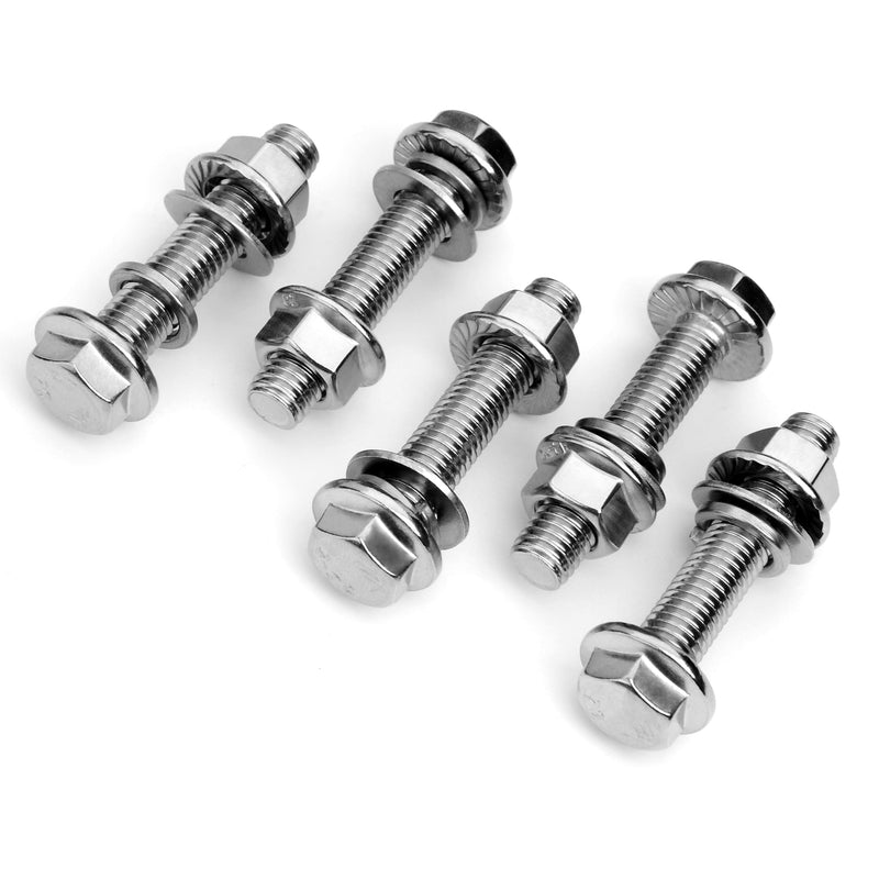 [Australia - AusPower] - M10 x 50mm (10 Sets) M10x1.5 Bolt Flanged Hex Head Nuts and Bolts, M10 Bolt Flange Hexagon Screws with Nuts and Washers, 304 Stainless Steel 18-8 Metric Screw Assortment, DIN 6921, by Mywish Silver-M10 
