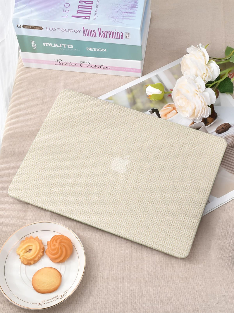 [Australia - AusPower] - Seorsok Compatible with MacBook Air 13 Inch Case2022 2021 2020 2019 2018 Release A1932 A2179 M1 A2337 Touch ID,Elegant Leather Plastic Hard Shell Case Transparent Keyboard Cover,Beige Woven Fabric Air 13(A1932 A2179 M1 A2337) Beige 