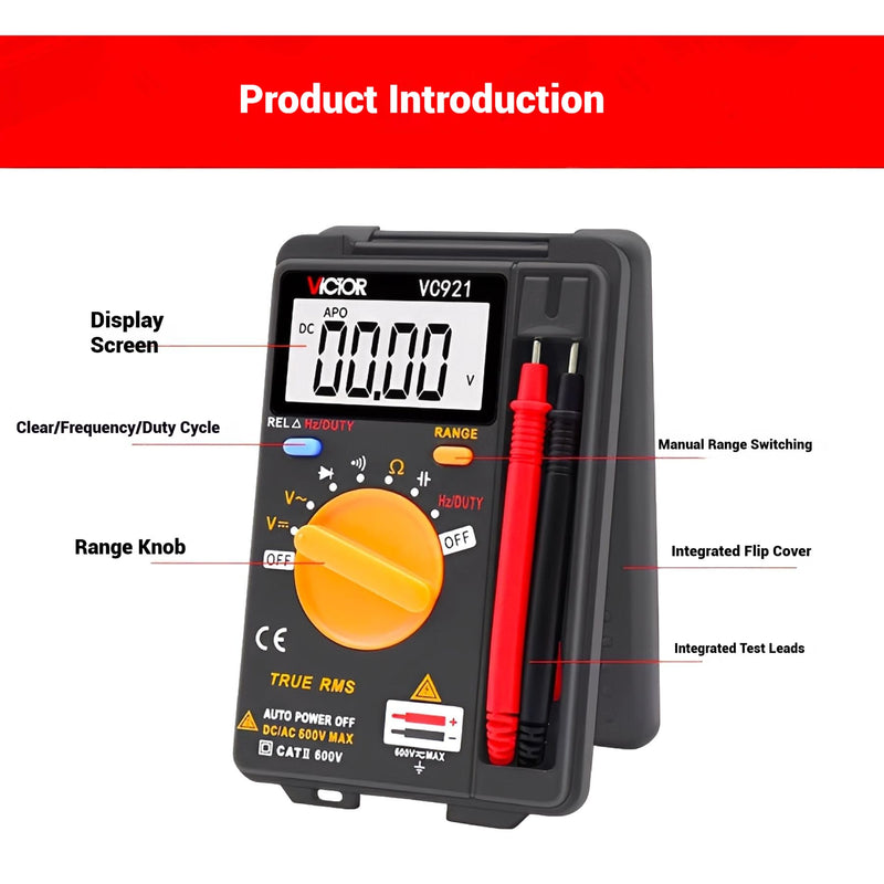 [Australia - AusPower] - VC921 4000 Pocket Digital Multi Tester Multimeter Auto Range AC/DC Voltage/Capacitance Frequency/Resistance Diode 