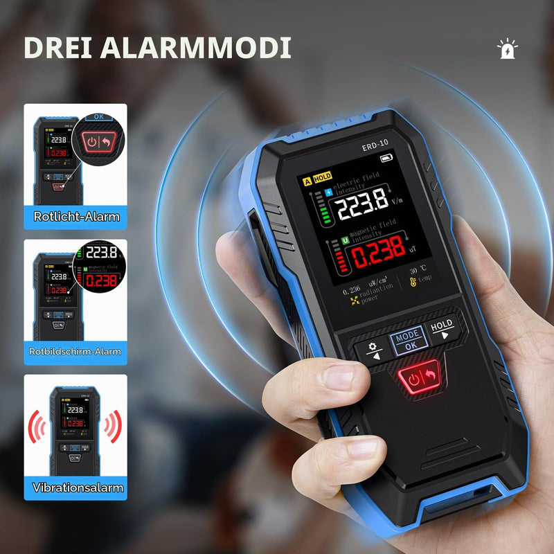 EMF Meter Radiation Detector 3-in-1 EF/MF/RF | Digital Electromagnetic Fields Handheld EMF Meter with LCD EMF Inspections and Ghost Hunting at Home and Office