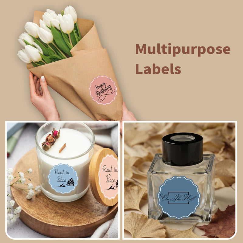 2 Inch Round Thermal Labels, Color Flower Thermal Sticker Labels for Small Business, Logo Design, Baking,500 Sheets/1 Roll (Boho)