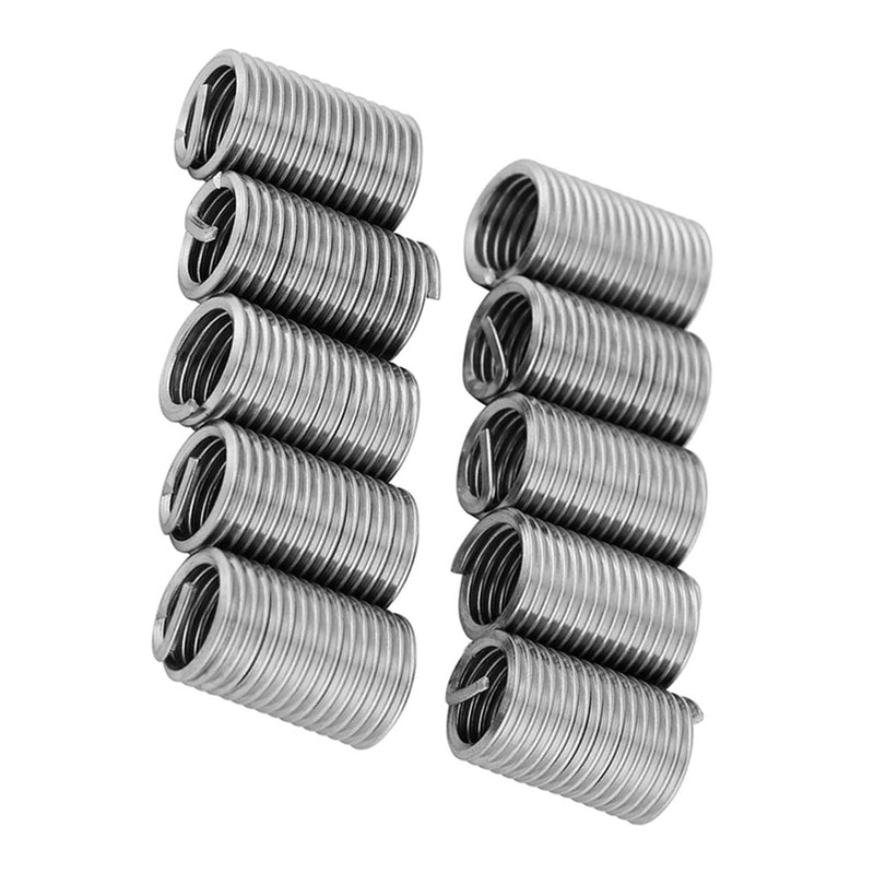 M8 x 1.25 x 3D Threaded Inserts, 10 Pieces Stainless Steel Helicoil Wire Thread Screw Inserts Repair Tool Set, for Automotive, Steam Turbines, Metal Plastic Processing Industry